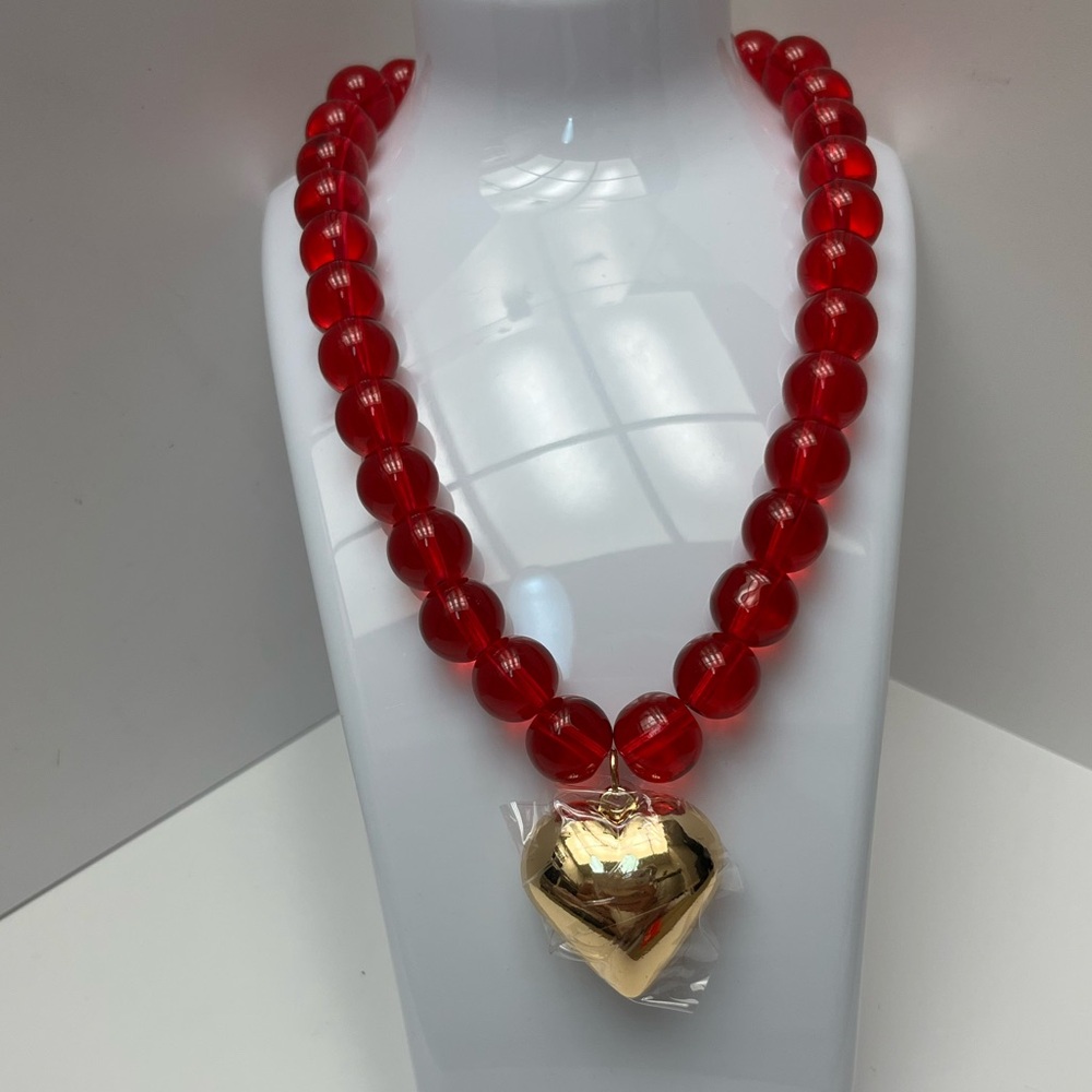 NWT ⚜️♥️⚜️ Piper K Gorgeous Red Beaded Glass Necklace - Picture 12 of 15